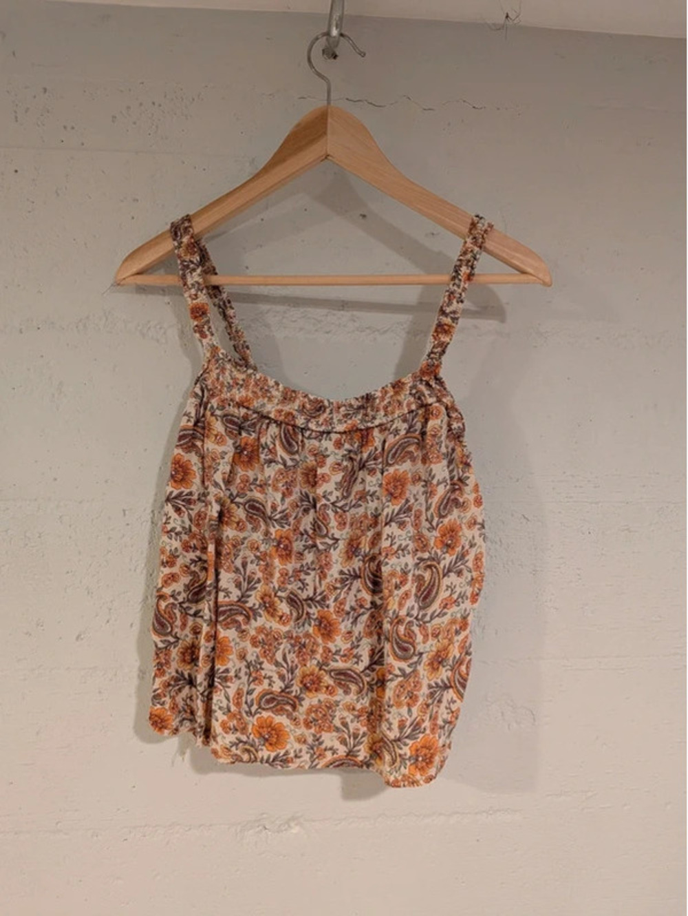 Patrons of Peace Anthropologie paisley floral cami tank cream boho festival S